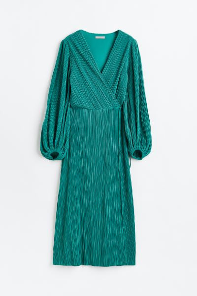 Pleated Wrap-front Dress - Turquoise - Ladies | H&M US | H&M (US + CA)