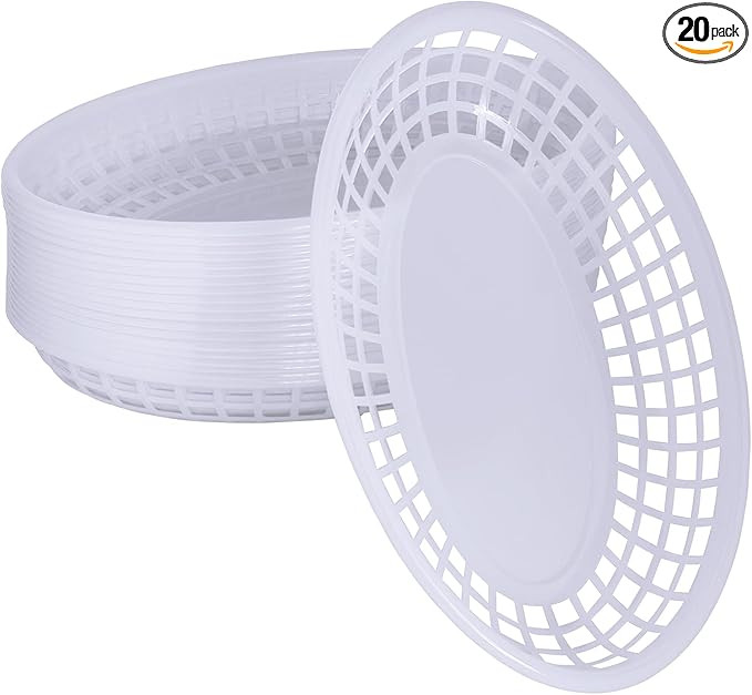 20 Pack Plastic Fast Food Baskets, 8.8" × 5.5" Small Oval Restaurant Serving Baskets Tray for Bu... | Amazon (US)