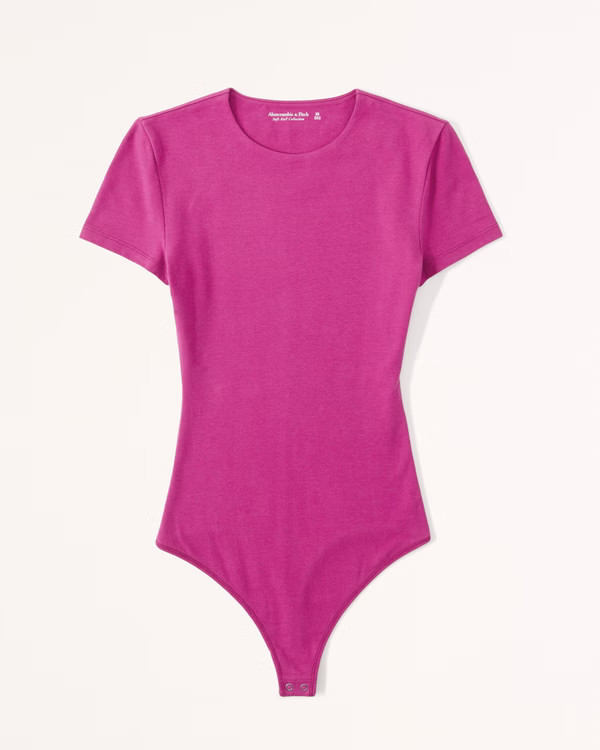 Short-Sleeve Cotton Seamless Fabric Crew Bodysuit | Abercrombie & Fitch (US)