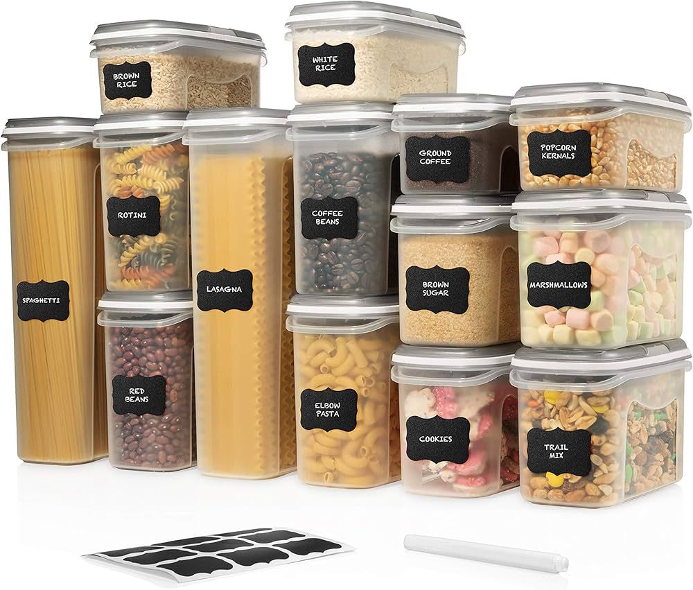 LARGE SET 28 pc Airtight Food Storage Containers with Lids (14 Container Set) Airtight Plastic Dr... | Amazon (US)