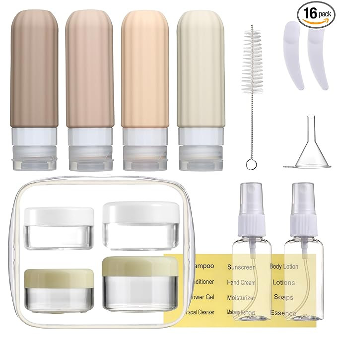 16 Pack Travel Bottles Set for Toiletries, Leakproof Travel Containers for Toiletries TSA Approve... | Amazon (US)