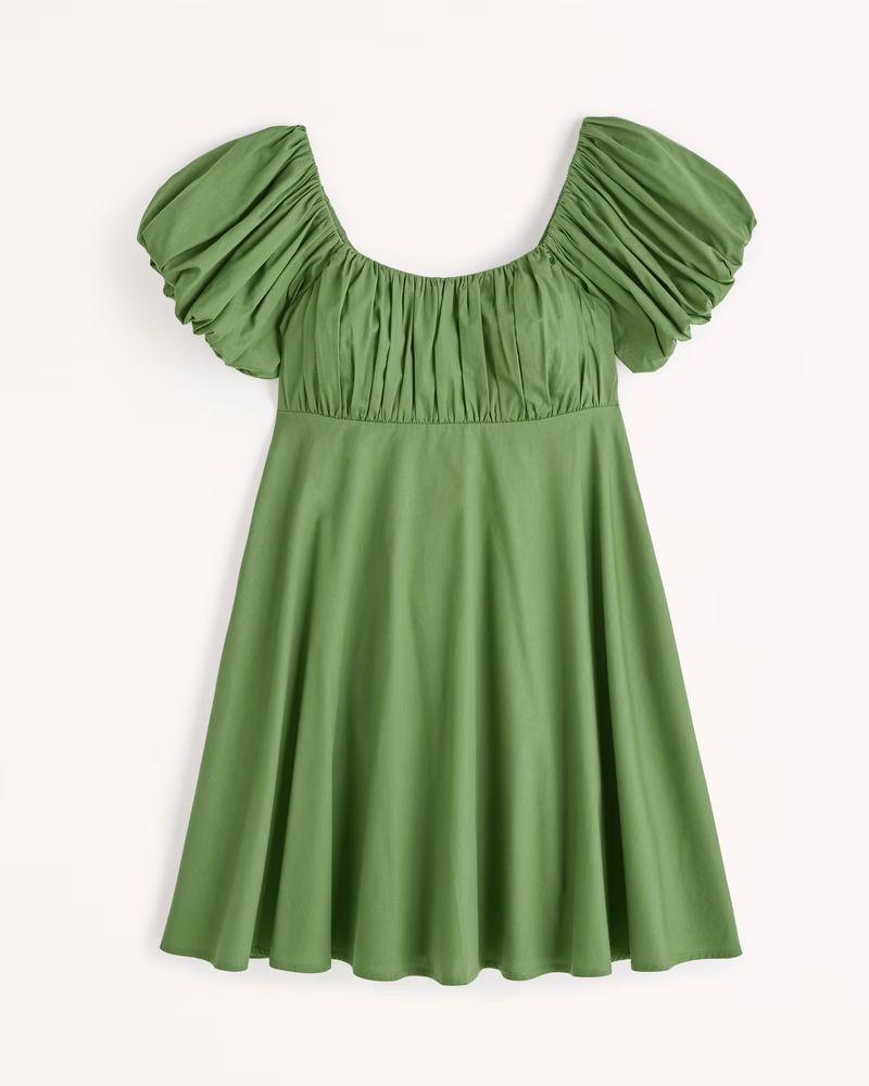 Women's Ruched Puff Sleeve Mini Dress | Women's Clearance | Abercrombie.com | Abercrombie & Fitch (US)