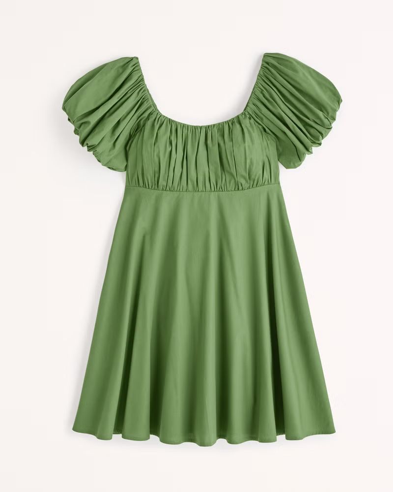 Women's Ruched Puff Sleeve Mini Dress | Women's Dresses & Jumpsuits | Abercrombie.com | Abercrombie & Fitch (US)