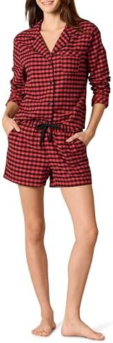 Amazon Essentials Women's Lightweight Woven Flannel Pajama Set with Shorts | Amazon (US)