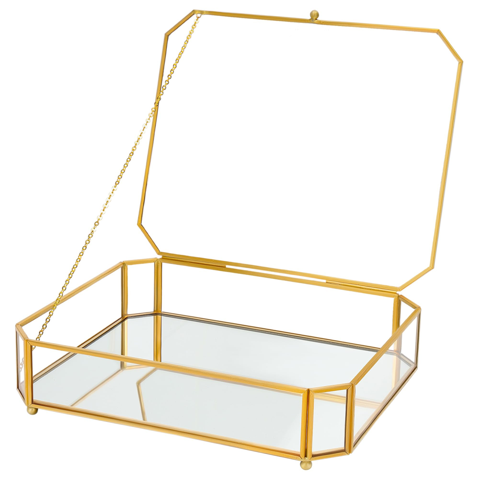 Large Glass Boxes for Display Handmade, Mirrored Bottom, Glass Jewelry Box with Lid, Trinket Box ... | Amazon (US)