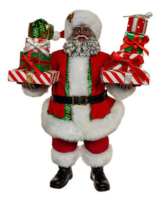Kurt Adler 10.5-Inch Fabriché African American Santa with Gifts - Macy's | Macy's