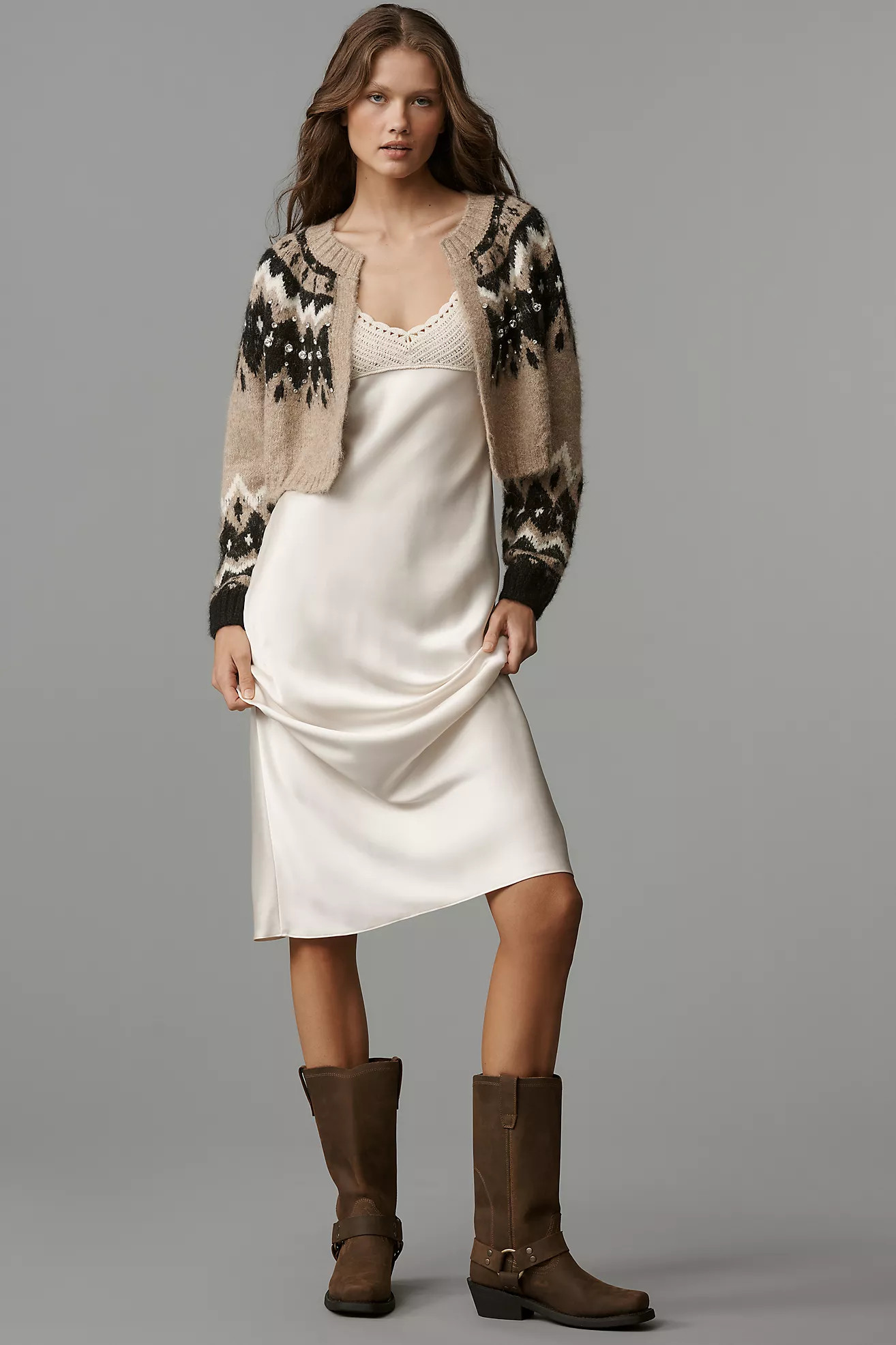 By Anthropologie Fair Isle Cropped Cardigan Sweater | Anthropologie (US)