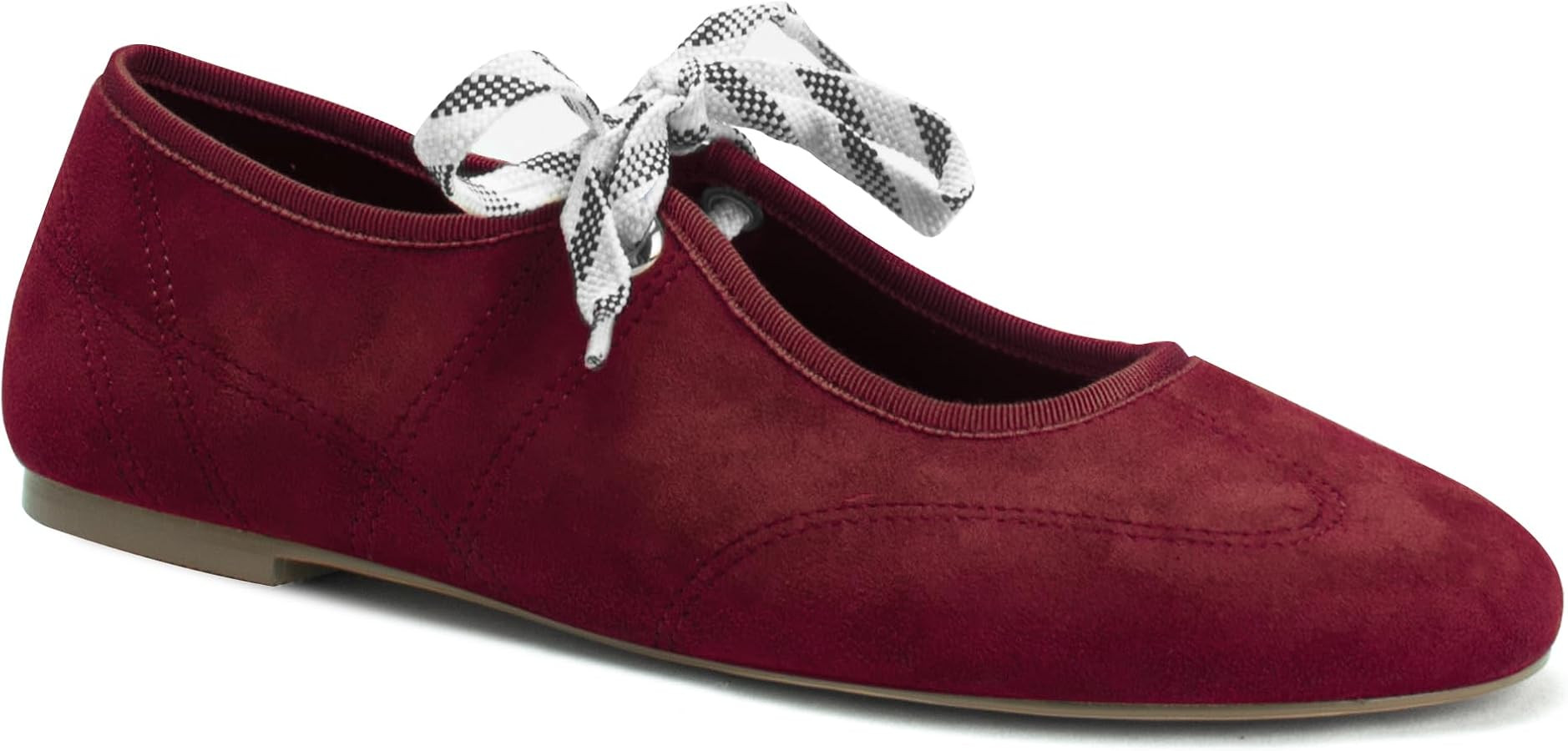 Lace up Ballet Flats for Women Round Toe Cute Slip on Soft Mary Jane Flats Casual Ballerina Shoes | Amazon (US)