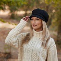 Irish - Donegal Tweed Newsboy Cap Jet Black Ireland Handcrafted Ladies | Etsy (US)