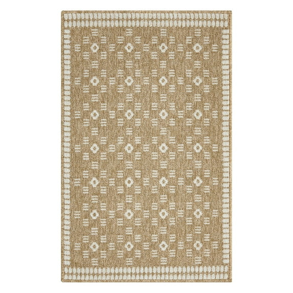 Better Homes & Gardens Taupe/Ivory Liz Crafted Geo Indoor Area Rug, 30" x 46" | Walmart (US)