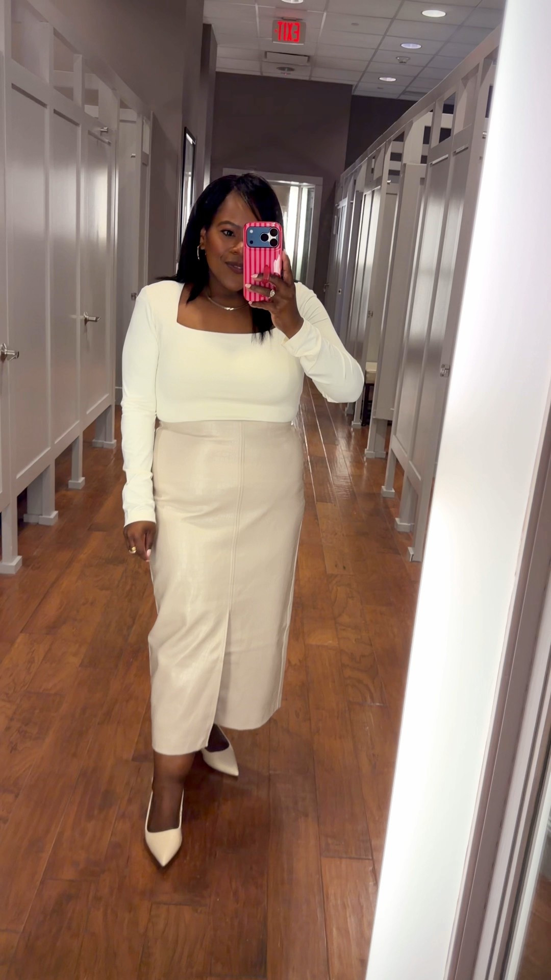 Winter White / Love LOFT / Faux embosssd leather skirt / date night outfit / workwear / midsize style / petite 

#LTKgrwm #LTKootd #LTKMidsize