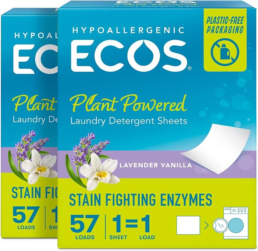 ECOS Laundry Detergent Sheets - Vegan, No Plastic Jug, No Mess & Liquid Free Laundry Sheets in Wa... | Amazon (US)