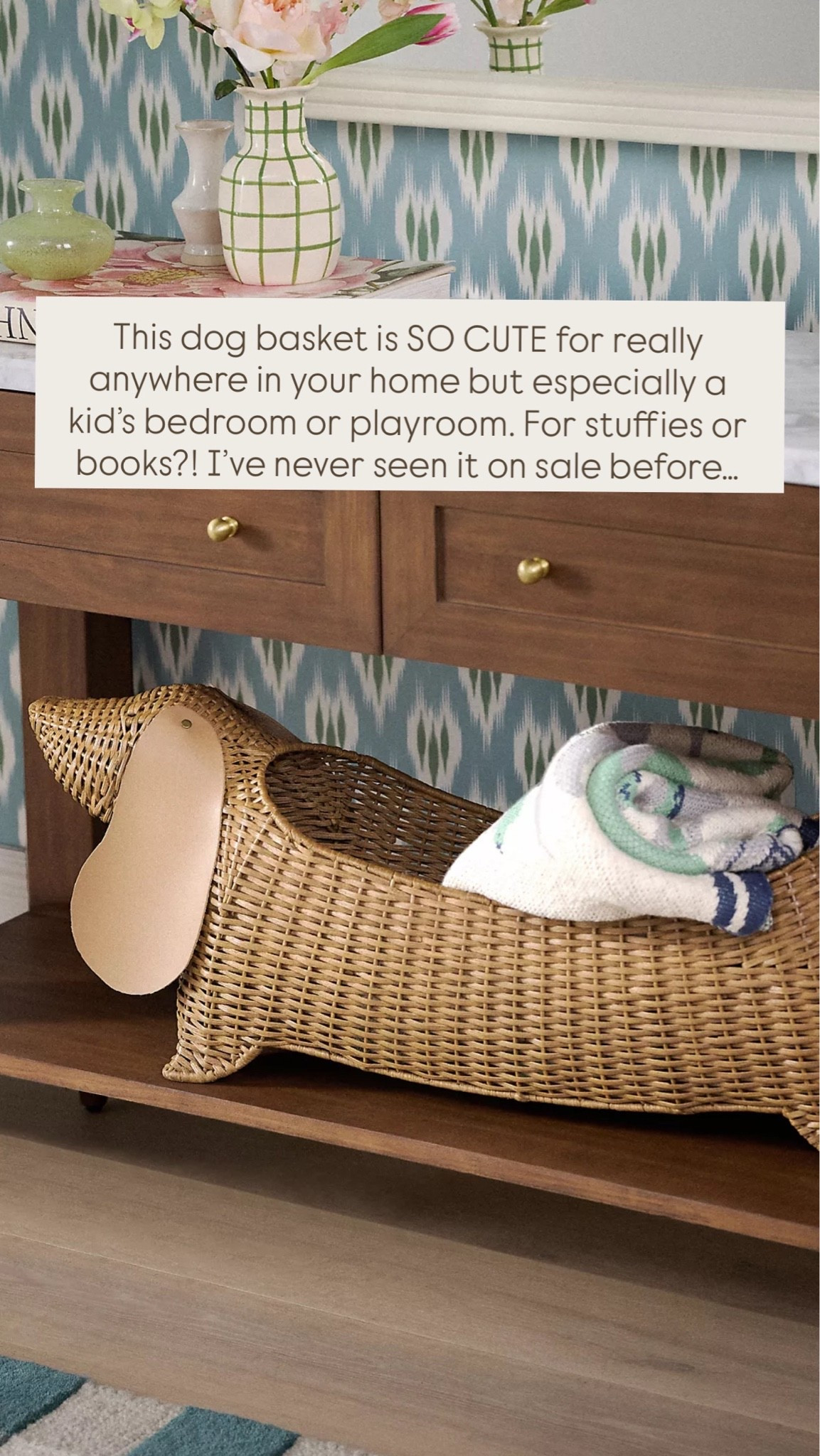 This dog basket is SO CUTE for really anywhere in your home but especially a kid’s bedroom or playroom. For stuffies or books?! I’ve never seen it on sale before…

#LTKSaleAlert #LTKHome #LTKKids