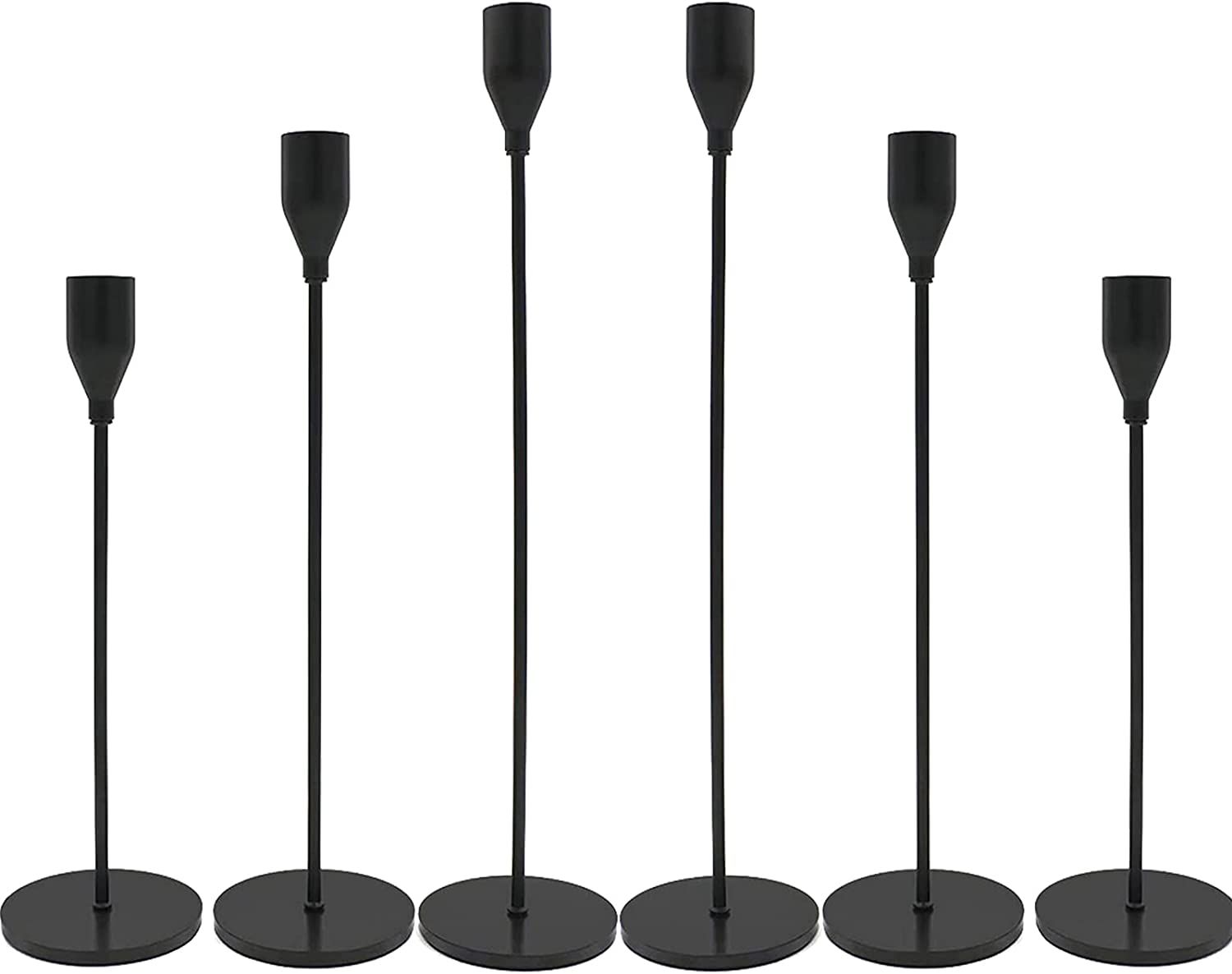 Matte Black Candle Holders, Set of 6 Candlestick Holders for 3/4" Taper Candles&Led Modern Metal ... | Amazon (US)