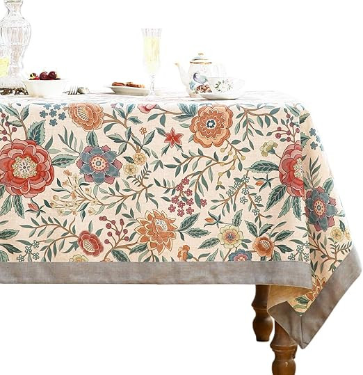 Designer Vintage Linen Small Rectangle Tablecloth,William Morris Floral Colorful Pattern Table Cl... | Amazon (US)