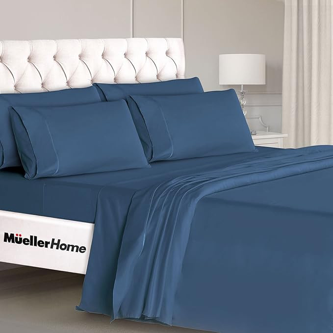 Mueller Ultratemp King Size Sheets Set, Super Soft 1800, 6 Piece, Deep Pocket up to 16" Bed Sheet... | Amazon (US)