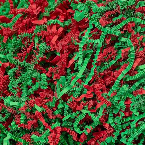 1/2 LB - Green & Red - Soft & Thin Crinkle Cut Paper Shred Filler great for Gift Wrapping, Basket Filling, Birthdays, Weddings, Anniversaries, Valentines Day, and other occasions | Amazon (US)