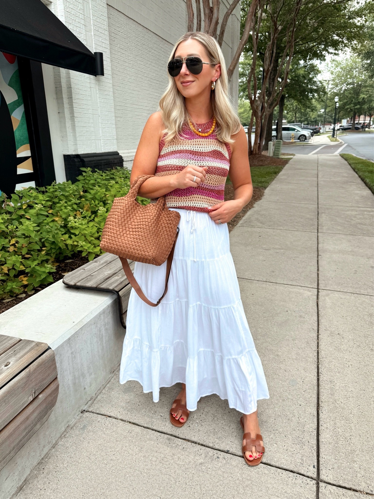 Last lunch date before I get Invisalign tomorrow! 😬 The thought of brushing my teeth in a public bathroom grosses me out so I don’t think we’ll be eating out as often! 😂 Wore the cutest metallic  sweater that’s currently on major sale! 🩷 Shop everything via the 🔗 in my bio!

Size XS tank (I sized down), similar white skirts linked! Size small bag in the color cocoa 

Summer outfits, loft, white skirts

#LTKootd #LTKmorningroutine #LTKSeasonal