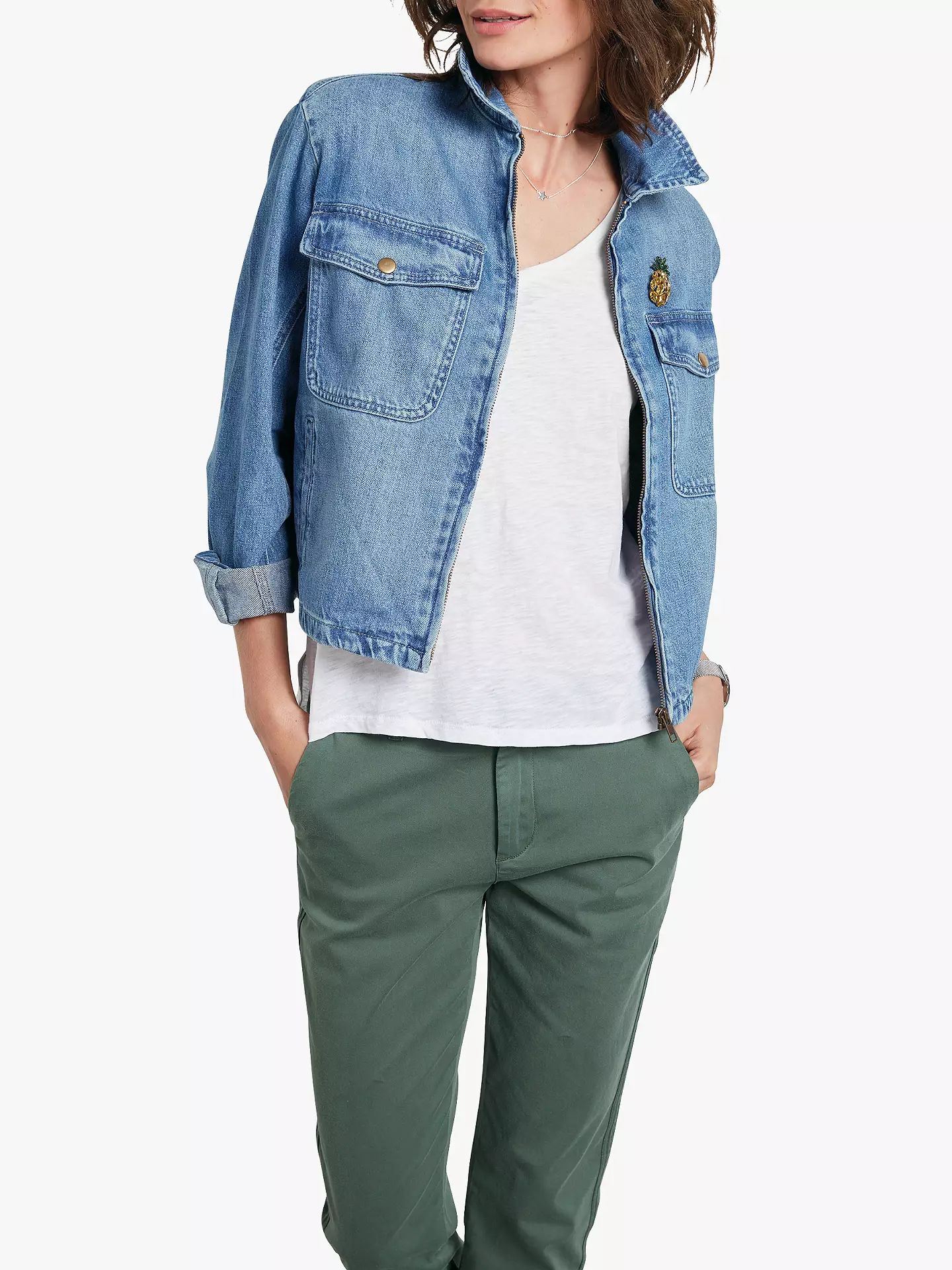 hush Casper Denim Jacket, Denim Blue | John Lewis UK