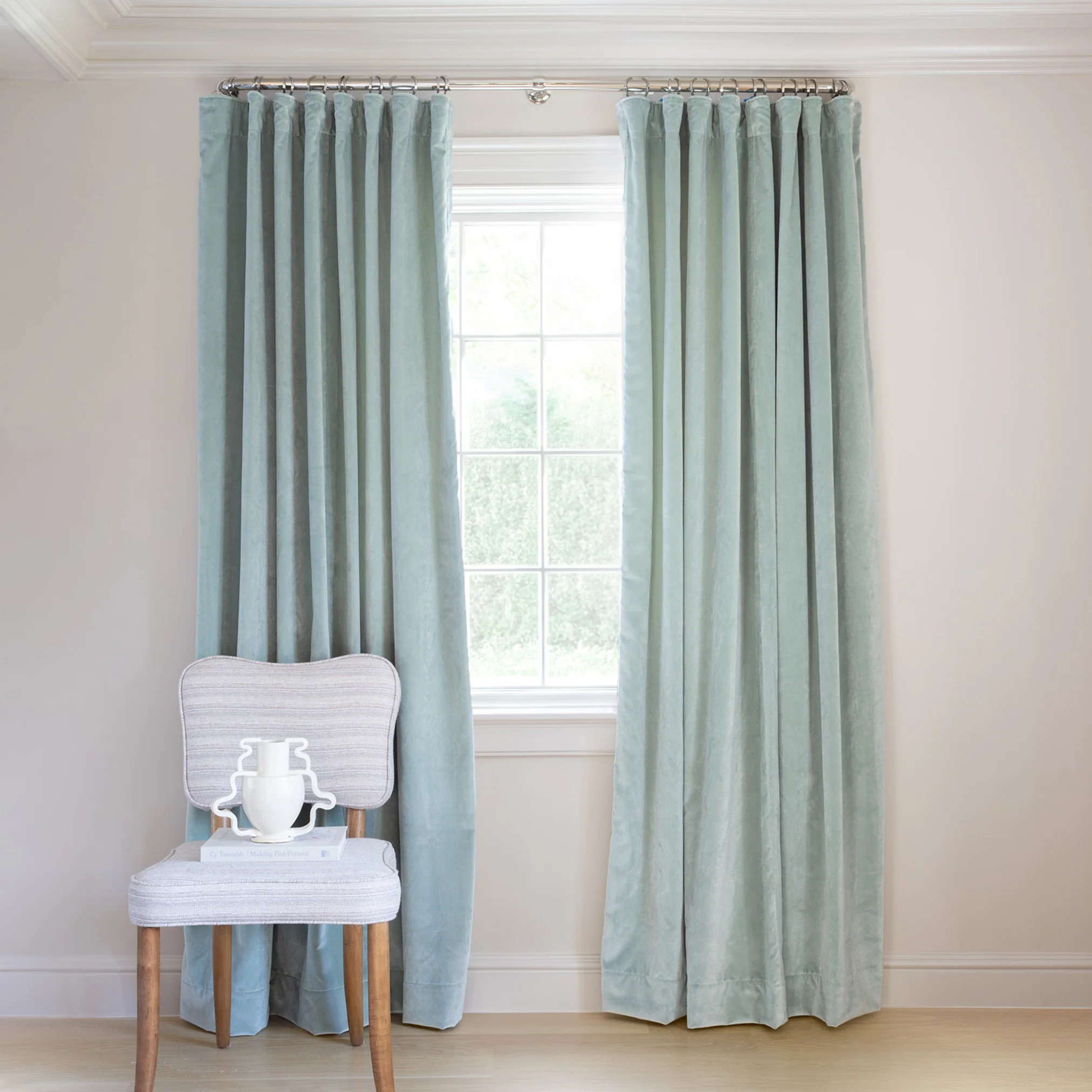 Custom Blue Green Velvet Curtain | Pepper Home | Pepper