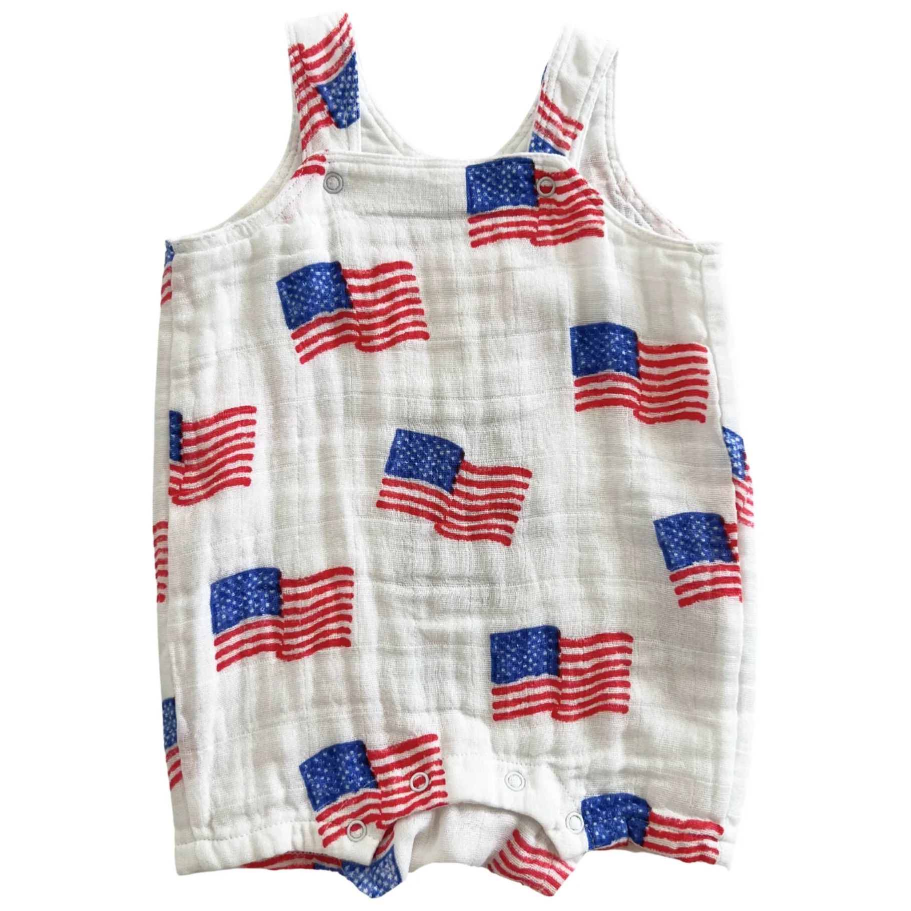 Muslin Overall Shortie, American Flag | SpearmintLOVE