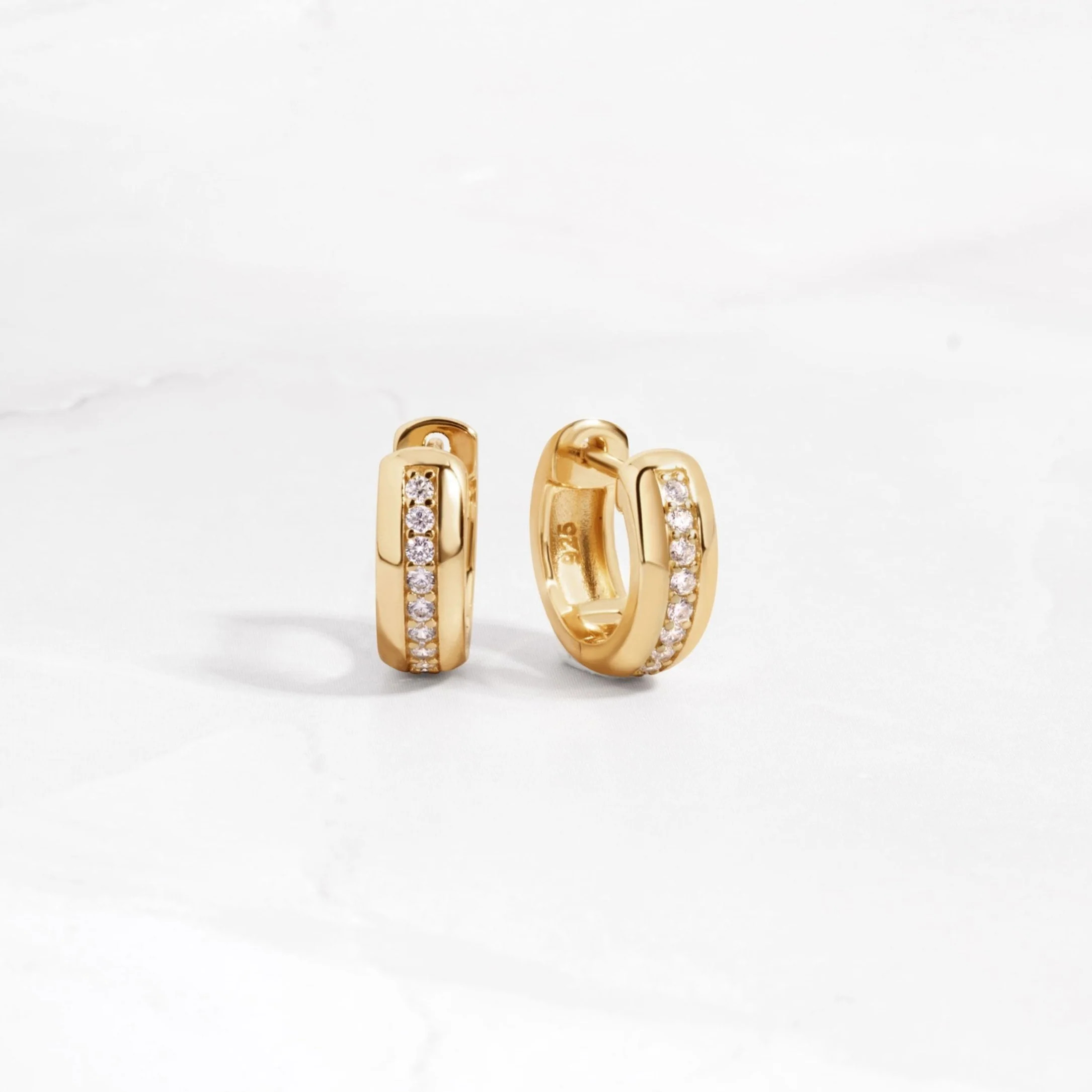 Stripe Diamond Huggie Earrings | Sami Jewels