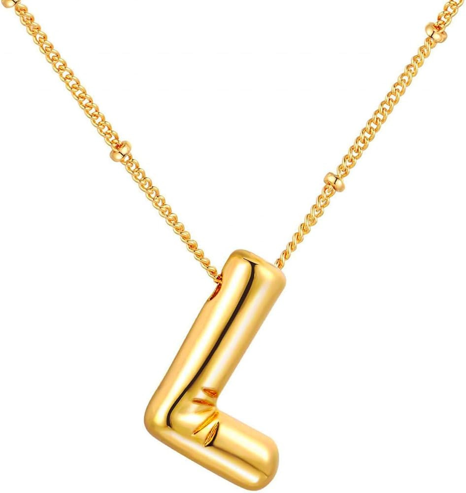 Gold Bubble Letter Necklace for Women,14K Gold Plated Balloon Initial Necklace Dainty Charm Neckl... | Amazon (US)