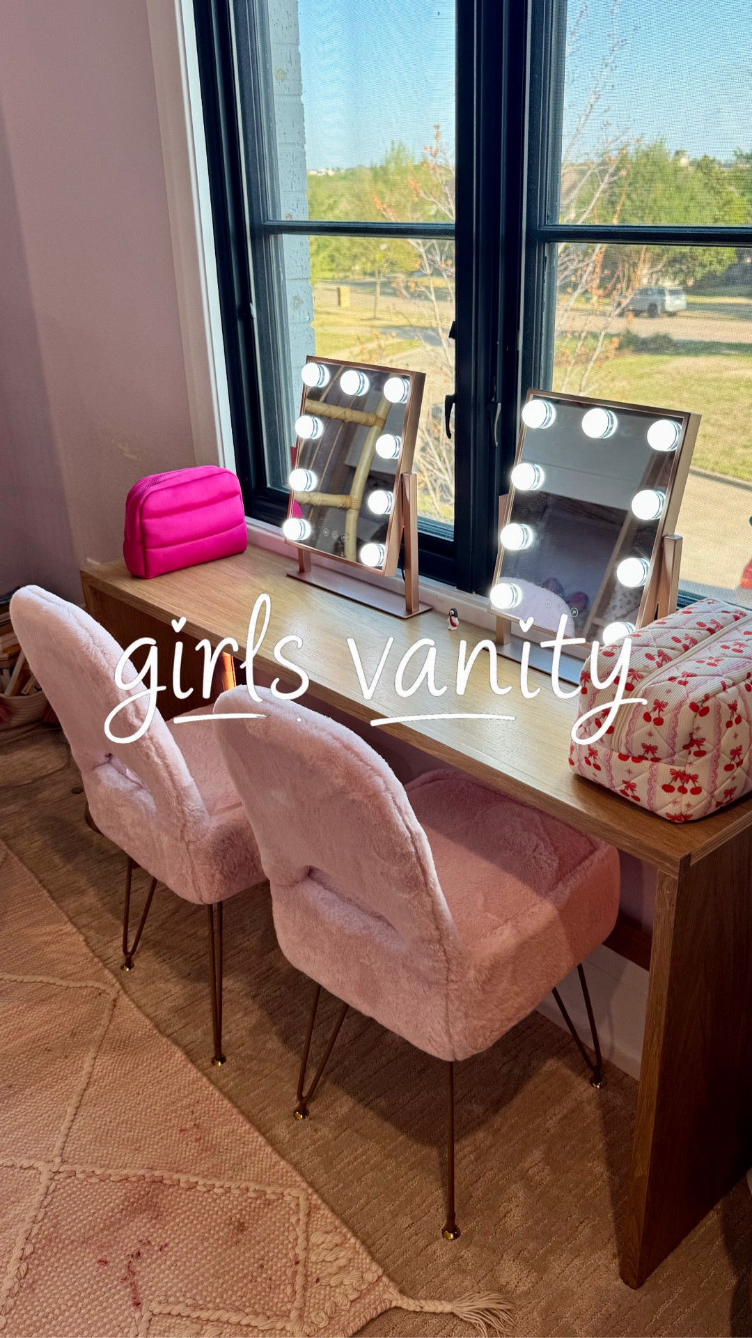 Girls Amazon vanity! Chairs have storage and mirrors have plug-in LEDs. Perfect size for kids and teens! 

#LTKselfcare #LTKKids #LTKHome
