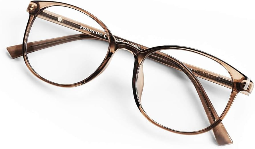 FONHCOO Blue Light Blocking Glasses Women Men TR90 Round Computer Eyeglasses (Coffee) | Amazon (US)