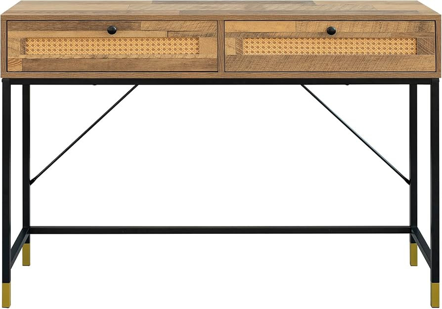 GIA Home Furniture Series Mid Century Console Table Rattan Crafted Drawers,Wood Computer Desk Ins... | Amazon (US)