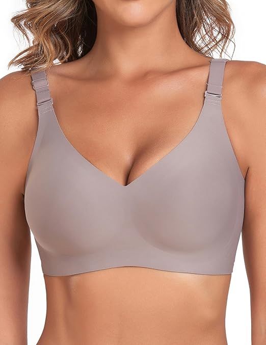 Silky Bras for Women No Underwire V Neck Bralettes for Women Cloud Feel Everyday T Shirt Bra with... | Amazon (US)