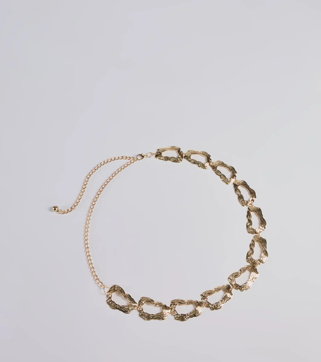 Boldly Chic Abstract Hammered Metal Chain Belt | Windsor Stores