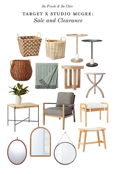 Target Studio McGee home decor and accent tables and ottomans and baskets sale and clearance! 
-
Grey upholstered arm chair - gold pedestal table - black accent table - woven ottoman - ottoman with upholstered seat - oval mirror - leather mirror frame - arched rattan frame mirror - round leather wrapped mirror - baskets - metal and cane ottoman accent table - faux magnolia plant - green bed throw - wood side table - wood accent table - target furniture clearance - bedroom furniture sale - target studio mcgee living room furniture sale 

#LTKsalealert #LTKhome