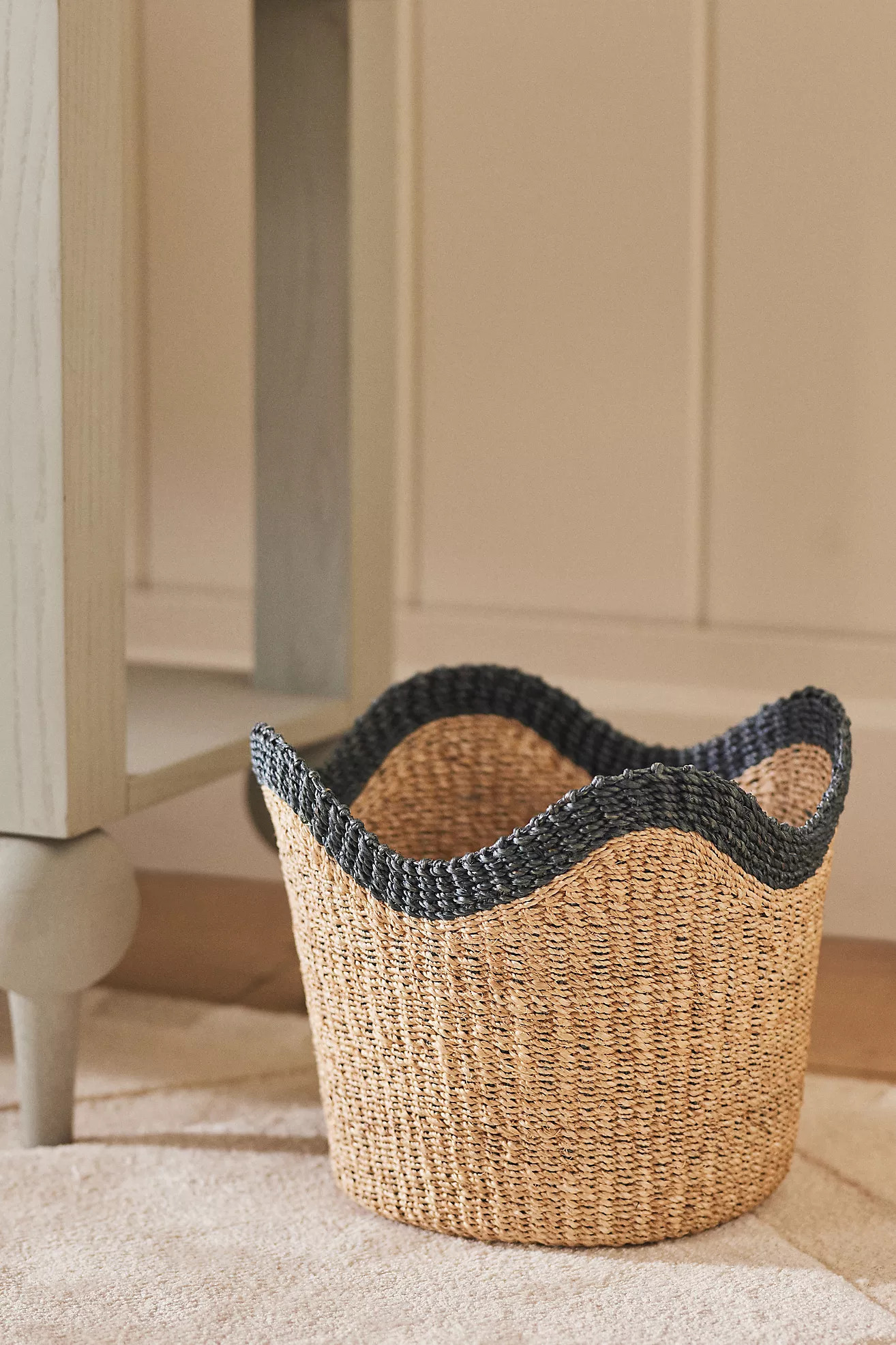 Genevieve Scalloped Woven Bin | Anthropologie (US)