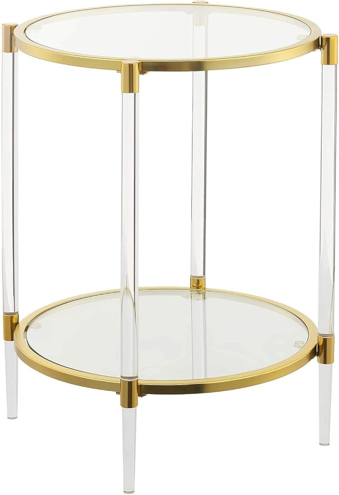 Convenience Concepts Royal Crest Acrylic Glass End Table, Clear/Gold | Amazon (US)