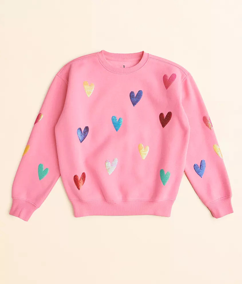 Girls - Sequin Heart Pullover | Buckle