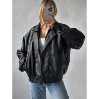 90's Retro Jacket, Vintage Leather Oversized Y2K Classic | Etsy (UK)