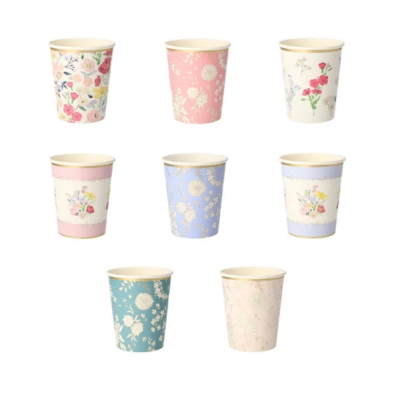 Floral Cups  Floral Paper Cups  Paper Teacups  Tea Party | Etsy | Etsy (US)
