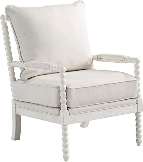 OSP Home Furnishings Kaylee Spindle Accent Chair, 26.5” W x 32.25” D x 37” H, White Frame w... | Amazon (US)