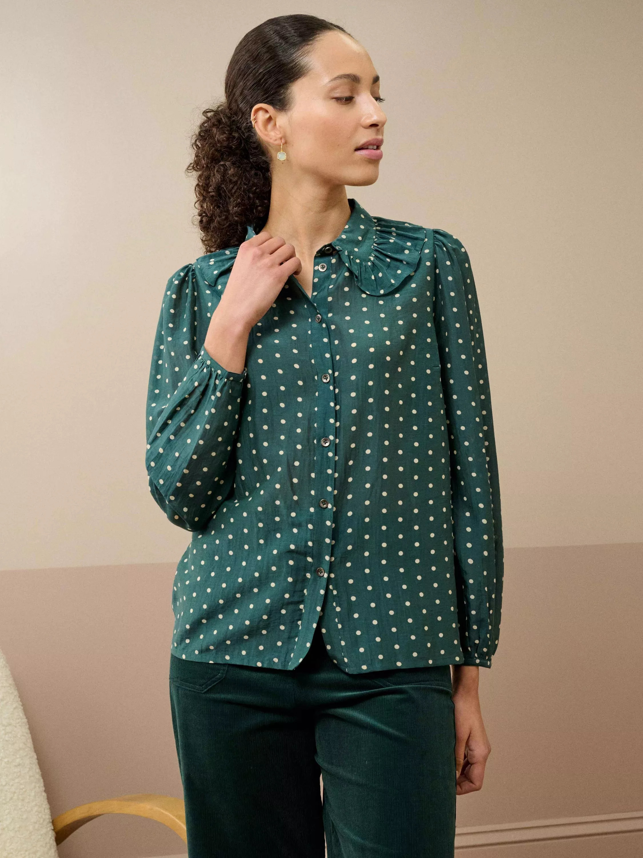 Brora Silk Long Sleeve Collar Blouse | John Lewis (UK)