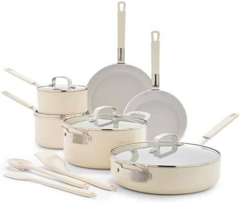 GreenPan x Bobby Flay 13 Piece Ceramic Nonstick Cookware Set, Cream White | Amazon (US)