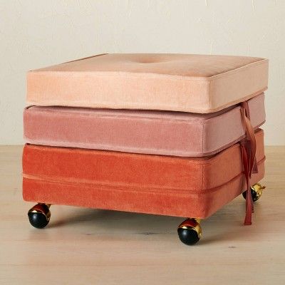 Marin Stackable Pouf with Casters Rust/Blush Gradient - Opalhouse&#8482; designed with Jungalow&#... | Target