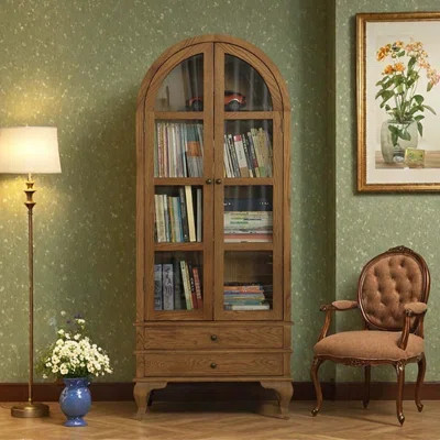 Solid Wood Arched Display Cabinet China Cabinet | Wayfair North America