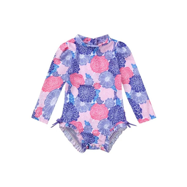iEFiEL Baby Infant Girls Swimsuit One-piece Floral Rash Guard Bathing Suit Swimwear | Walmart (US)