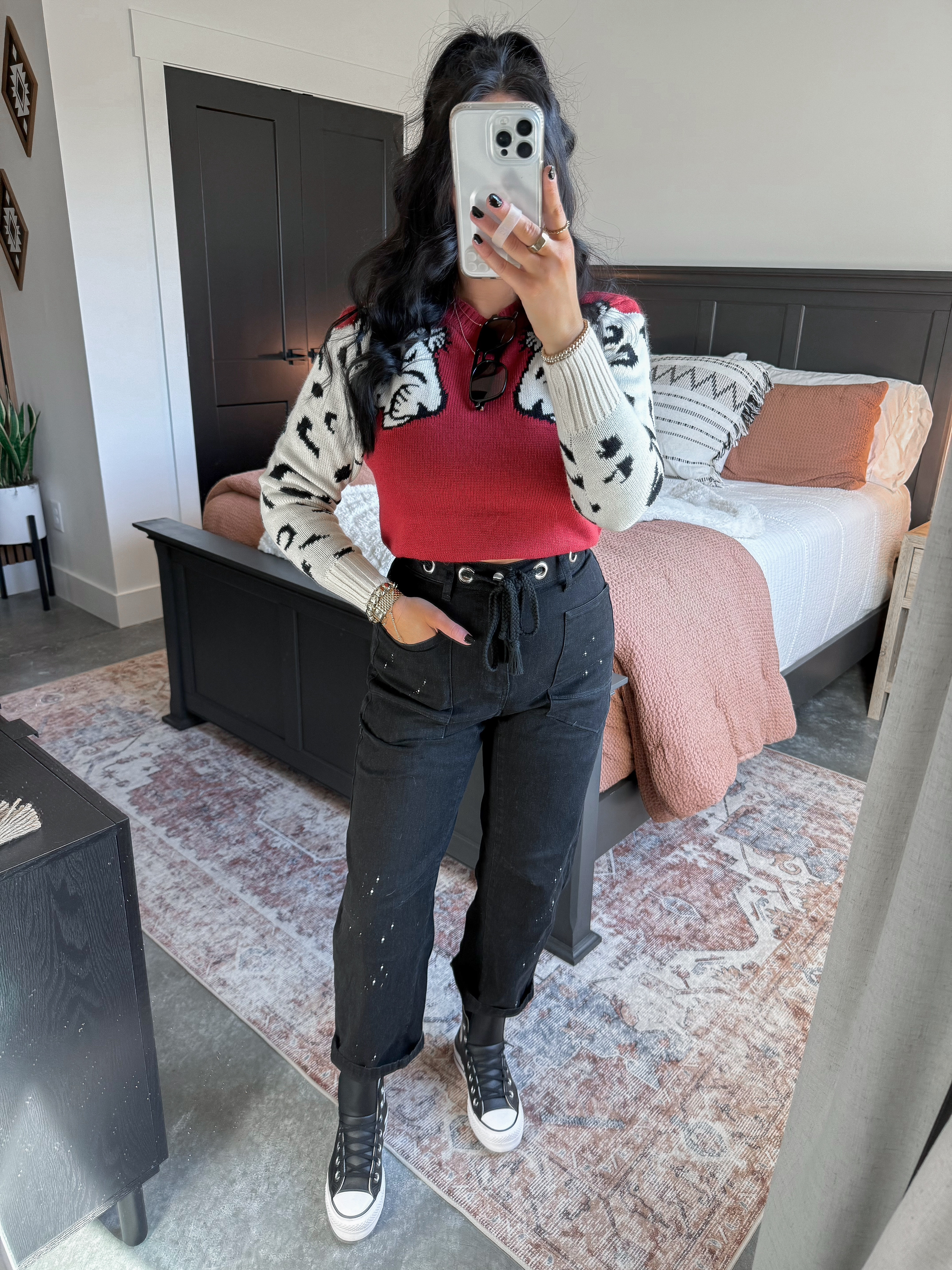 Casual Outfit of the Day (all non-maternity finds - but still bump friendly!)

Sweater - sized up one to a medium (tucked it up into the band of my bralette for a cropped look!)
Bralette - medium
Jeans - 2 (they have great stretch!)

I love these black amazon barrel jeans for multiple reasons! They have great stretch (so are currently working with my bump!), they're super high waisted, come in a ton of color options and have a subtle barrel style fit! I styled them with this fun sweater for a slightly edgier vibe, and finished the look with my black leather platform converse & some sunglasses! 🖤

Early Pregnancy Style | Second Trimester Outfit | Amazon Barrel Jeans | Bump Friendly Amazon Outfit | Casual Outfit Ideas 

 

 #LTKootd #LTKFindsUnder50 #LTKBump