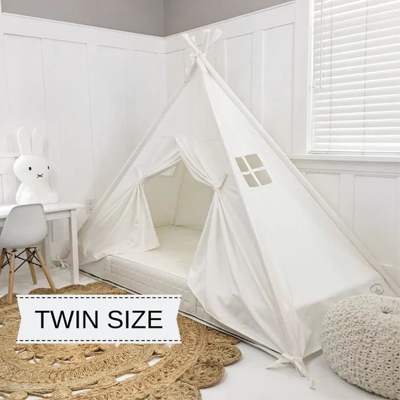 PRE ORDER: Play Tent Canopy Bed in Cream Canvas WITH Doors - Twin | Etsy (US)