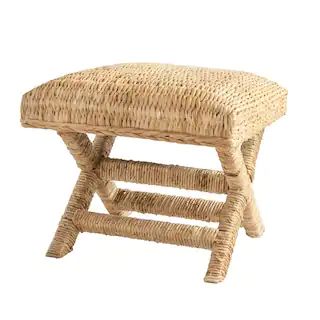 18 in. Beige Water Hyacinth Stool | The Home Depot