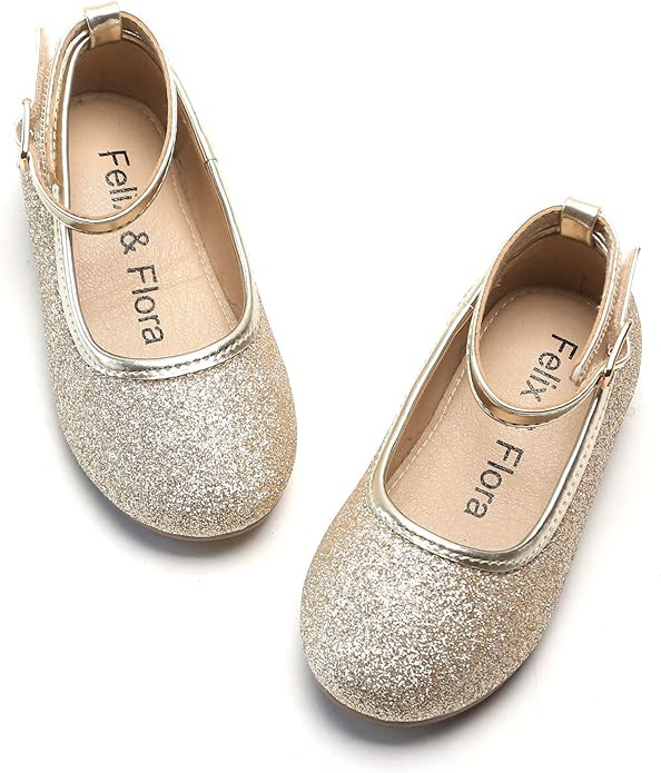 Felix & Flora Toddler Flower Girl Dress Shoes - Girl Ballet Flats Party School Shoes Wedding | Amazon (US)