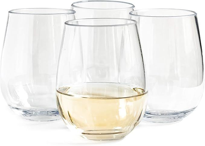 Vinjoy Unbreakable Stemless Red and White Plastic Wine Glasses 16 Ounce (Set Of 8) - Extra Durabl... | Amazon (US)