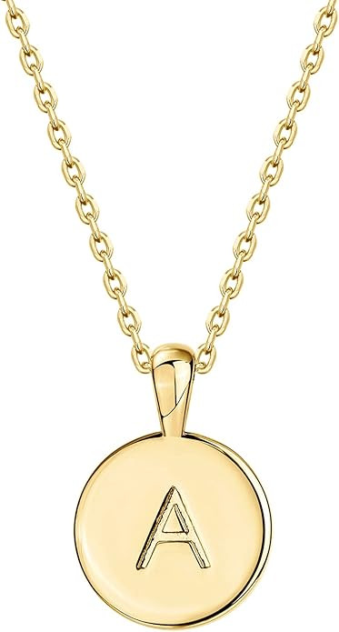 PAVOI 14K Gold Plated Initial Letter Pendant Necklace for Women | Gold Alphabetical Initial Neckl... | Amazon (US)